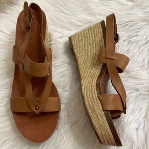 Leather thong wedges